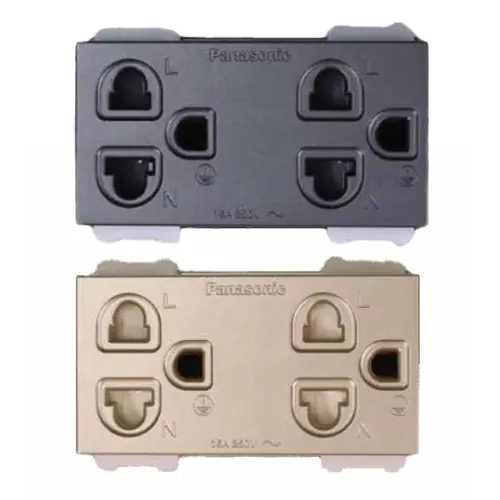 Ổ cắm đôi có màn che và dây nối đất Panasonic Halumie